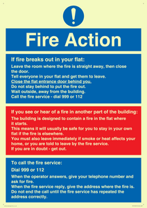 Fire action notice Stay Put message